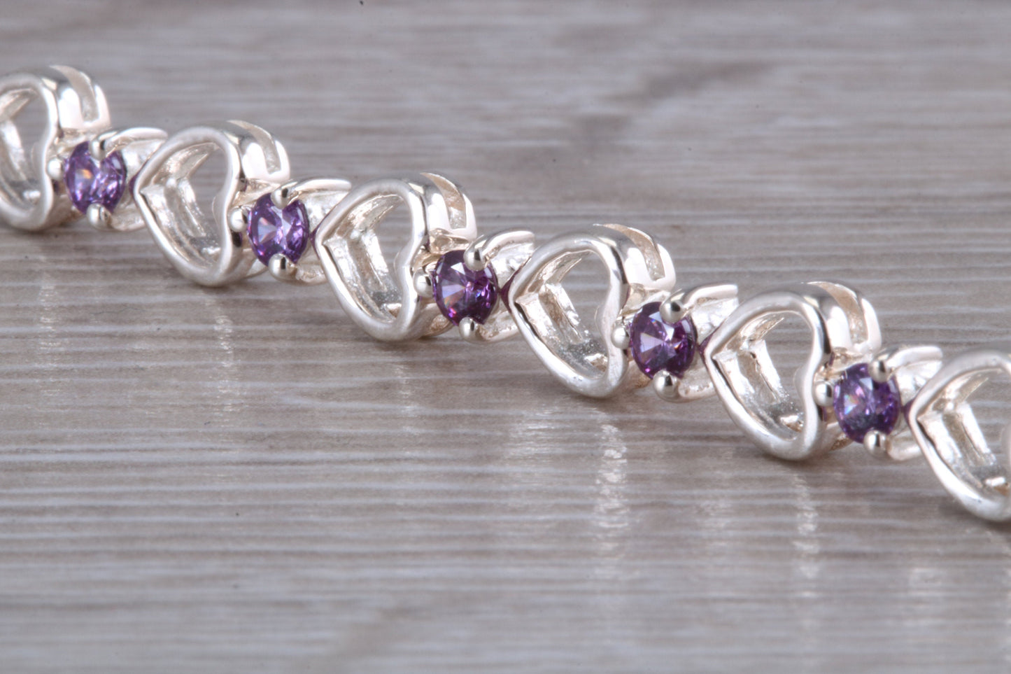 Sterling Silver Amethyst Look Bracelet