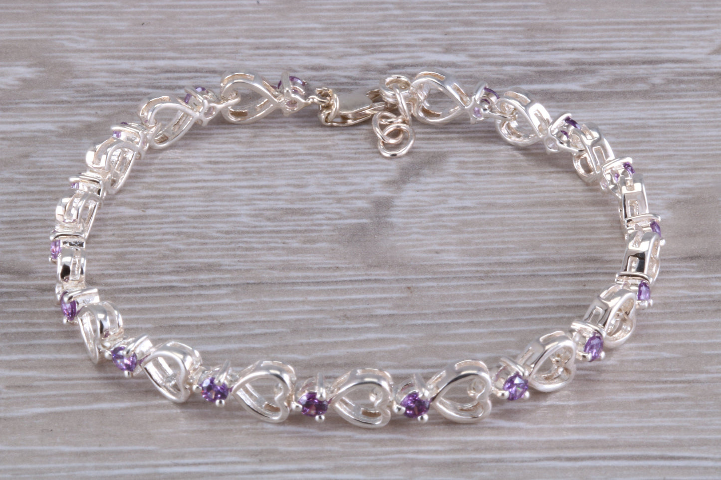 Sterling Silver Amethyst Look Bracelet