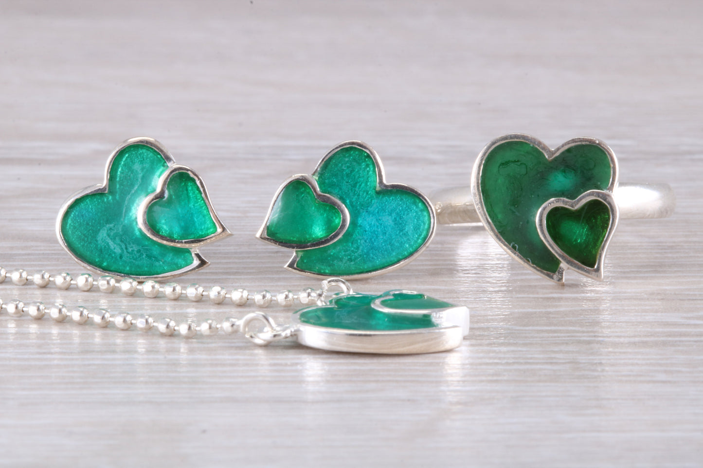 Love heart Matching Ring, Earrings and Necklace