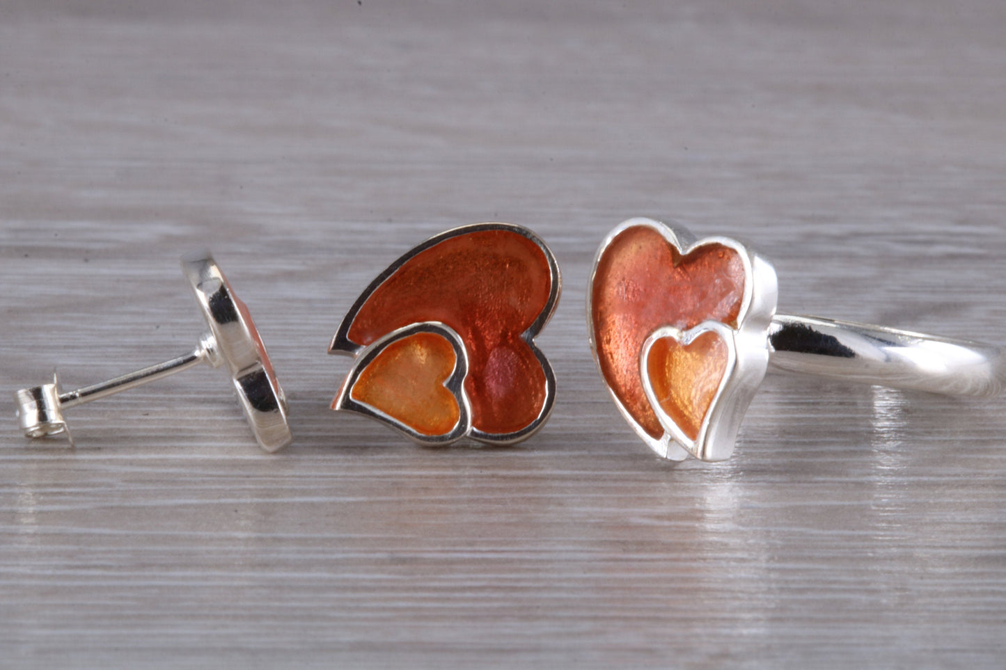 Love hearts Matching Earrings and Ring