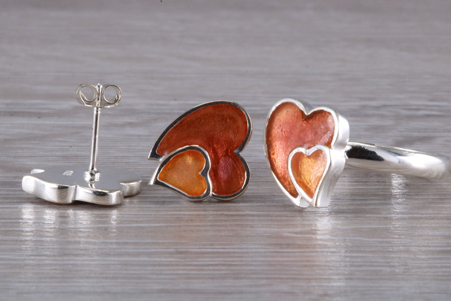 Love hearts Matching Earrings and Ring