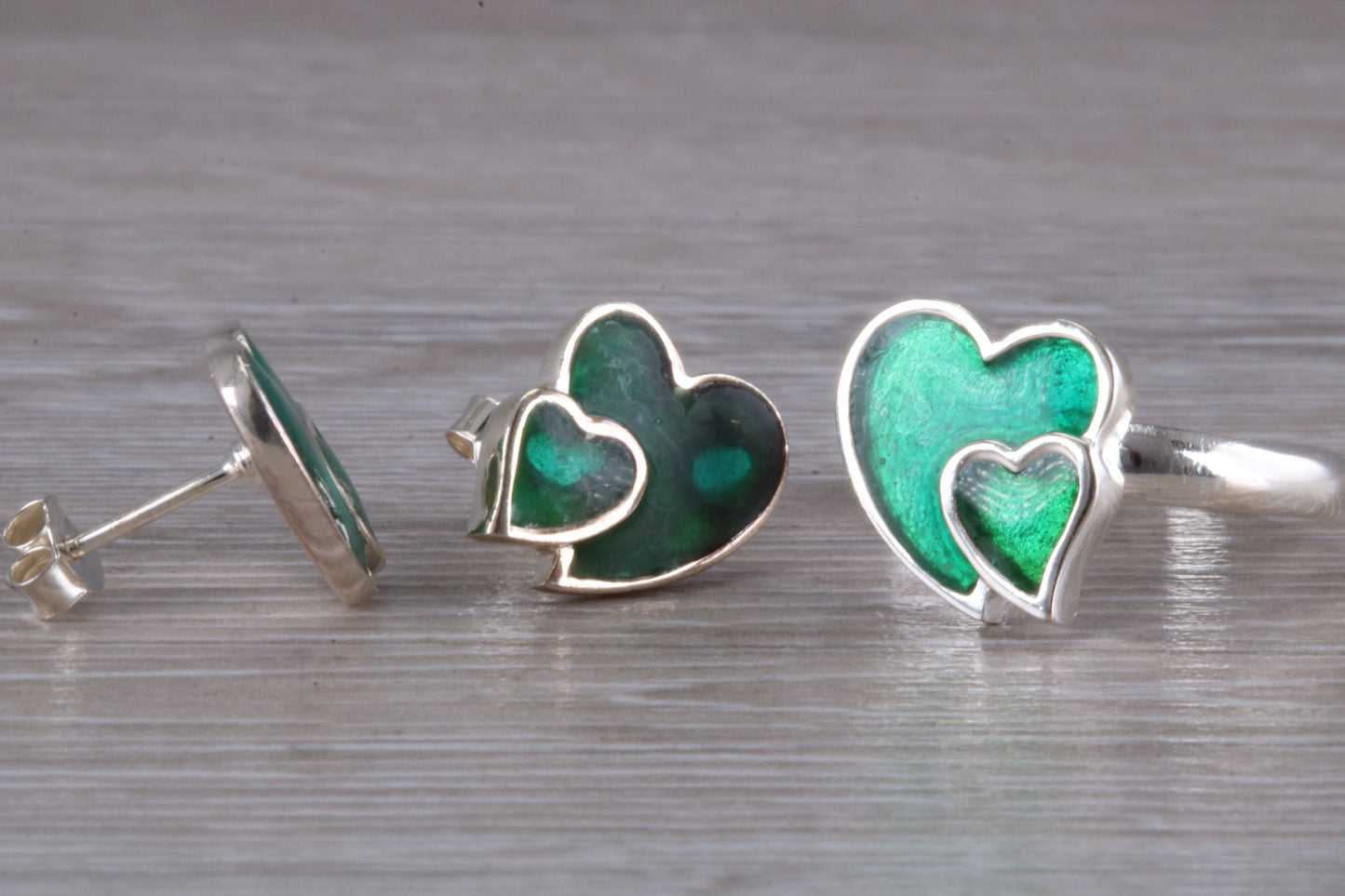 Love hearts Matching Earrings and Ring