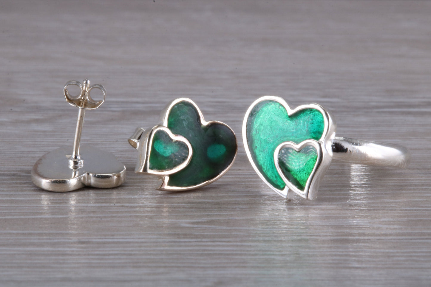 Love hearts Matching Earrings and Ring