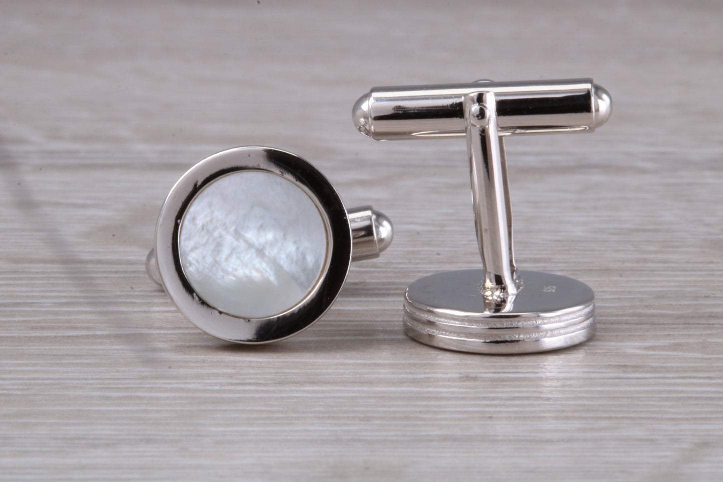 Silver Mother of Pearl set Round Cufflinks