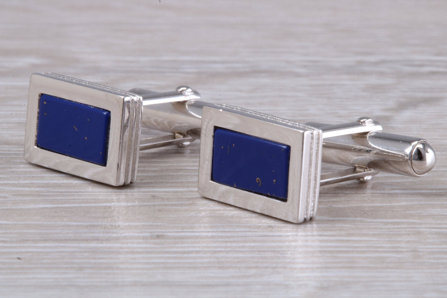 Lapis Lazuli set Silver Rectangular Cufflinks