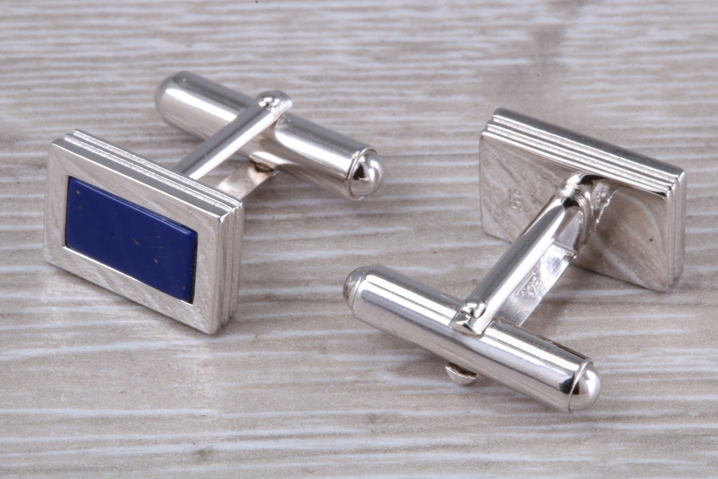 Lapis Lazuli set Silver Rectangular Cufflinks