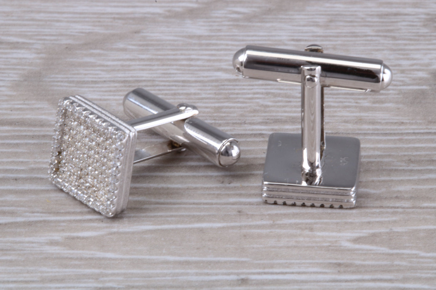 Silver Square Zirconia Set Cufflinks