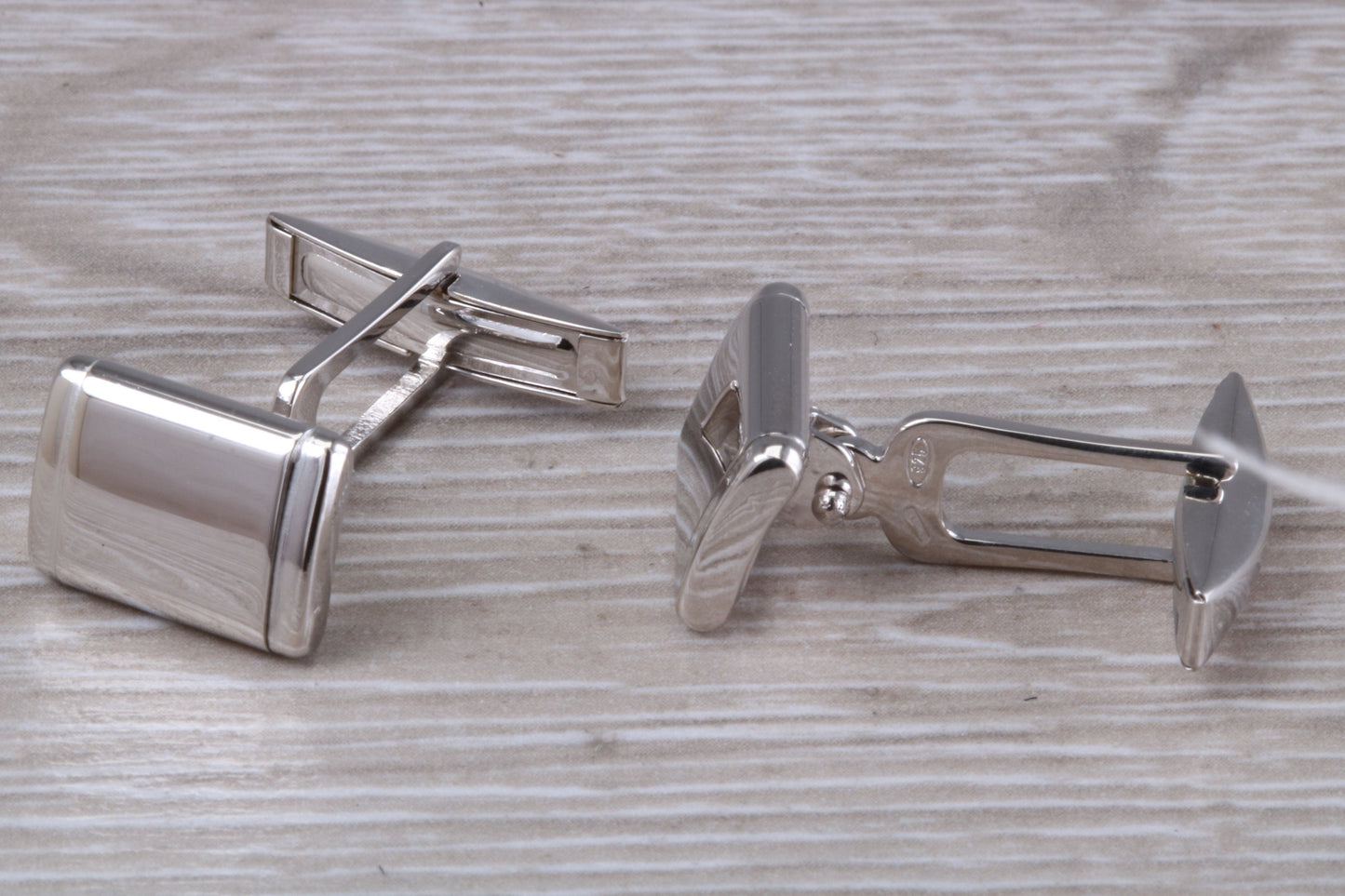 Silver Rectangular Cuff Links - Polished finish