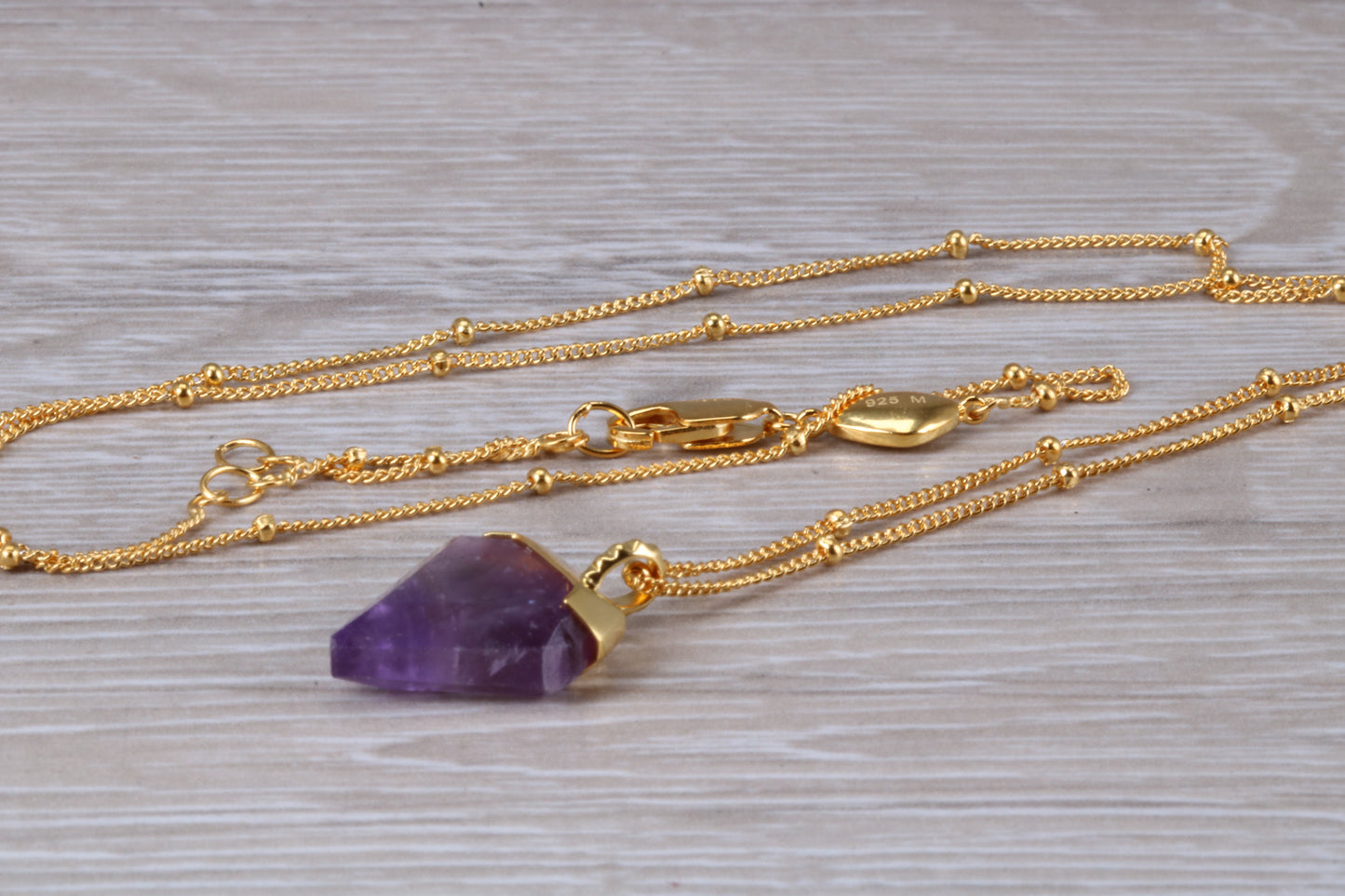 Real Amethyst Necklace set in Sterling Silver