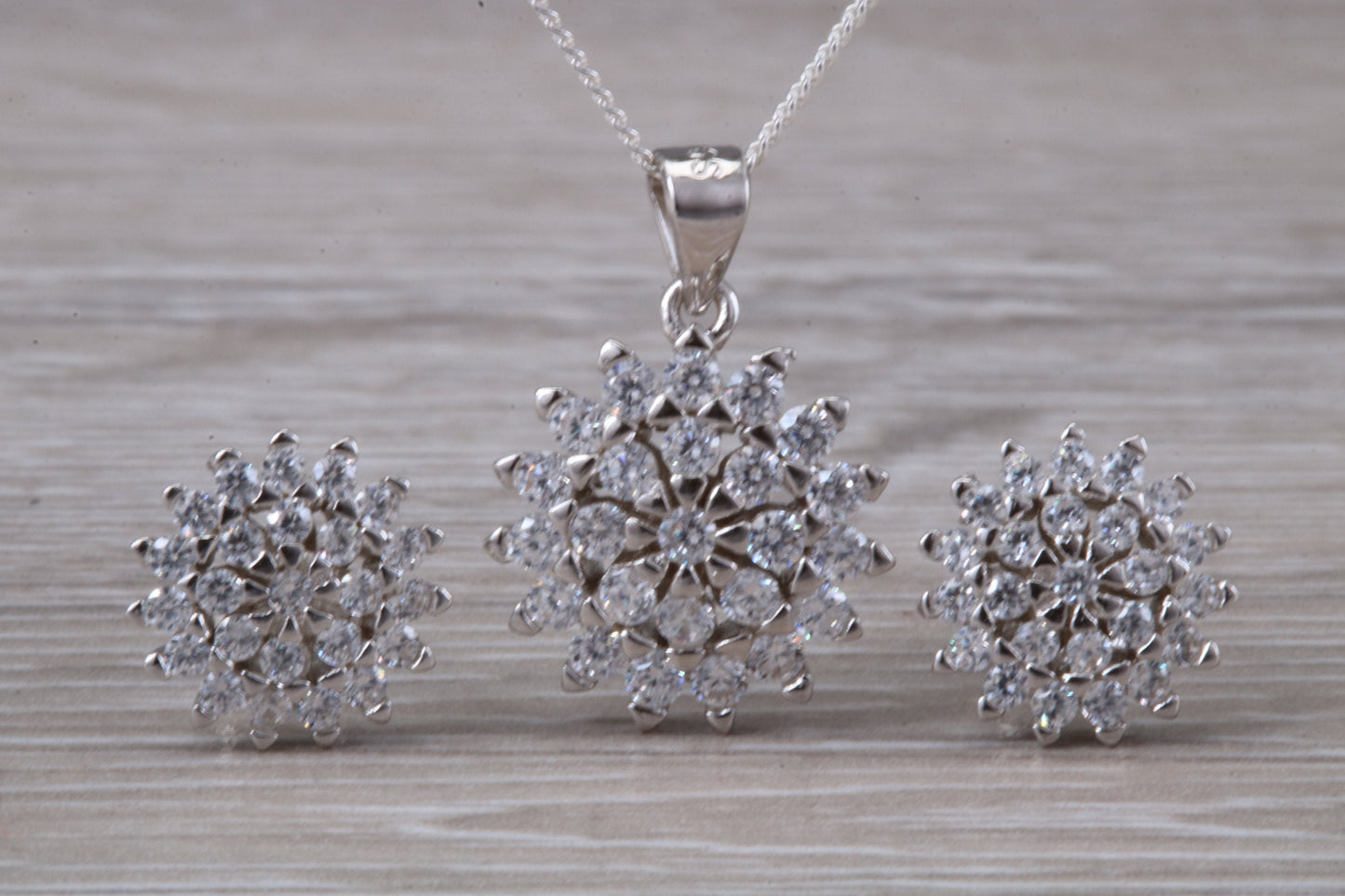 Cluster set Matching Earrings and Necklace