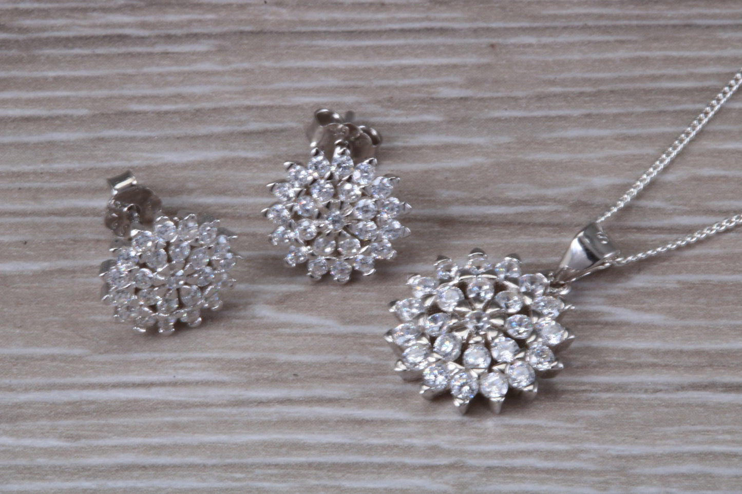 Cluster set Matching Earrings and Necklace