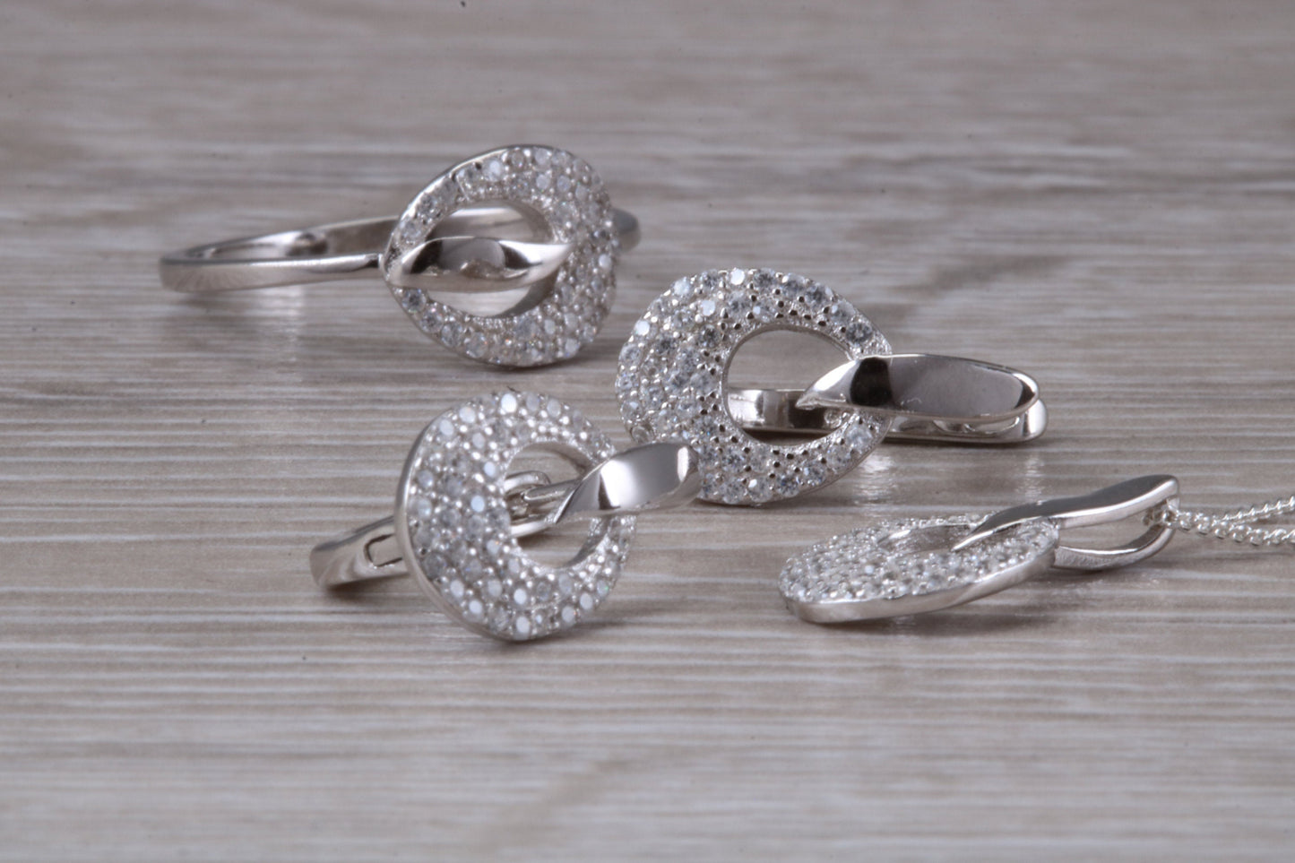 Sterling Silver Matching Earrings, Necklace and Ring