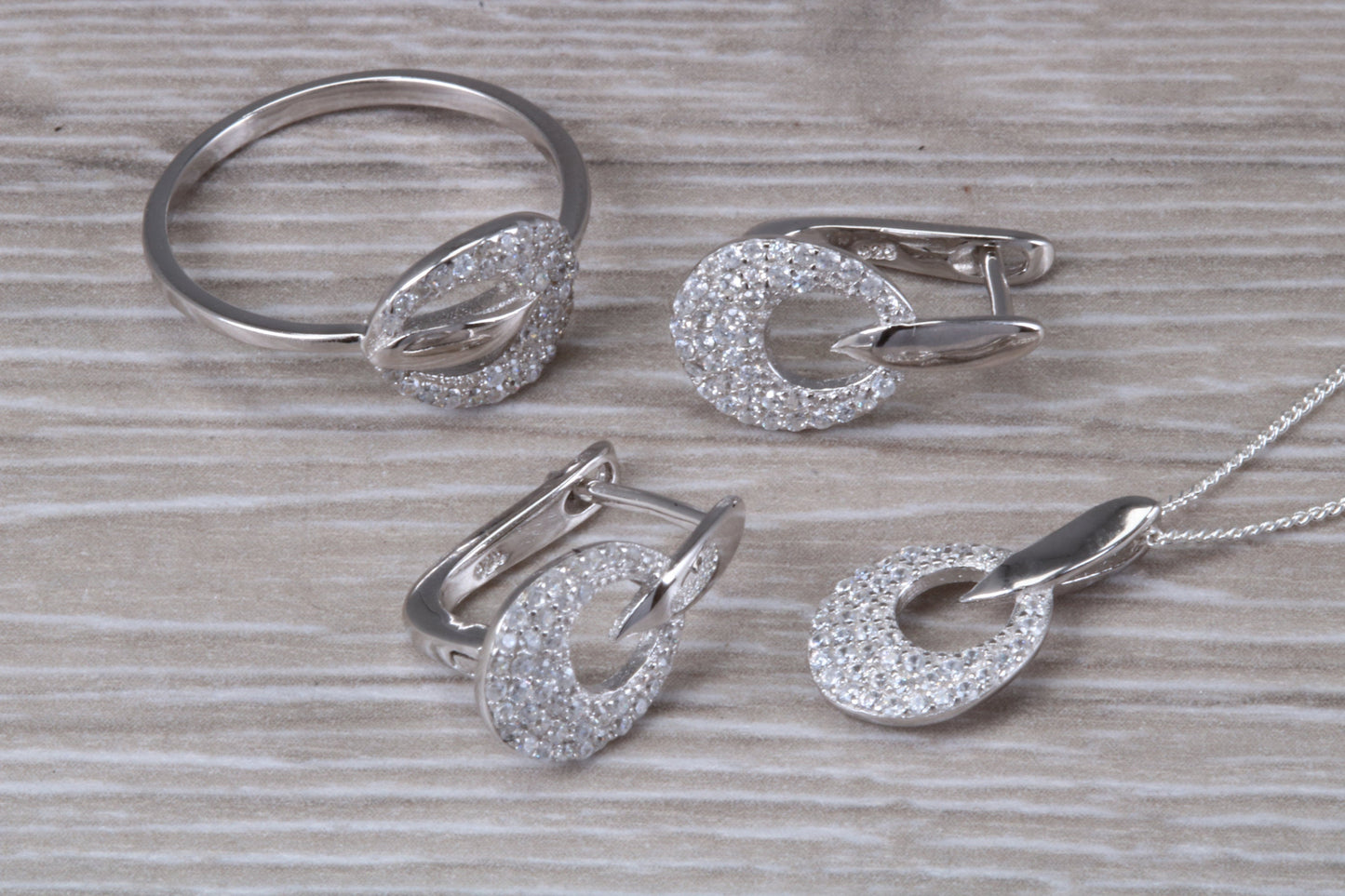 Sterling Silver Matching Earrings, Necklace and Ring