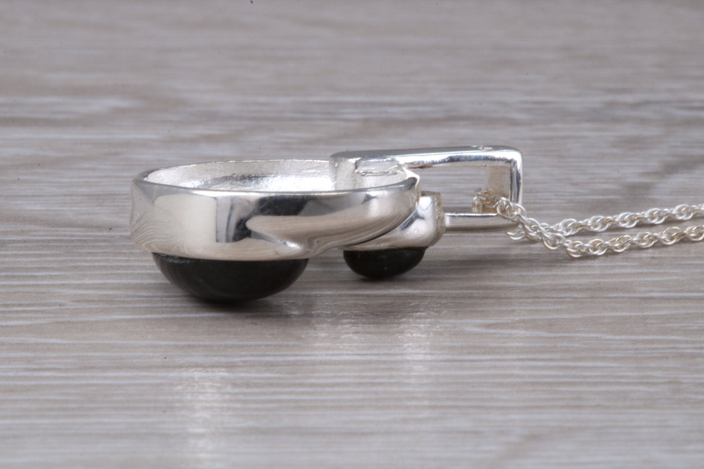Real Black Jade Necklace set in Sterling Silver