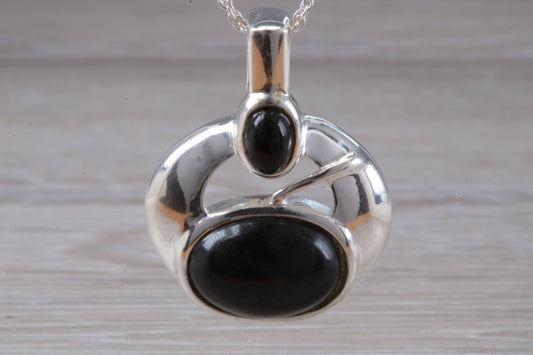 Real Black Jade Necklace set in Sterling Silver