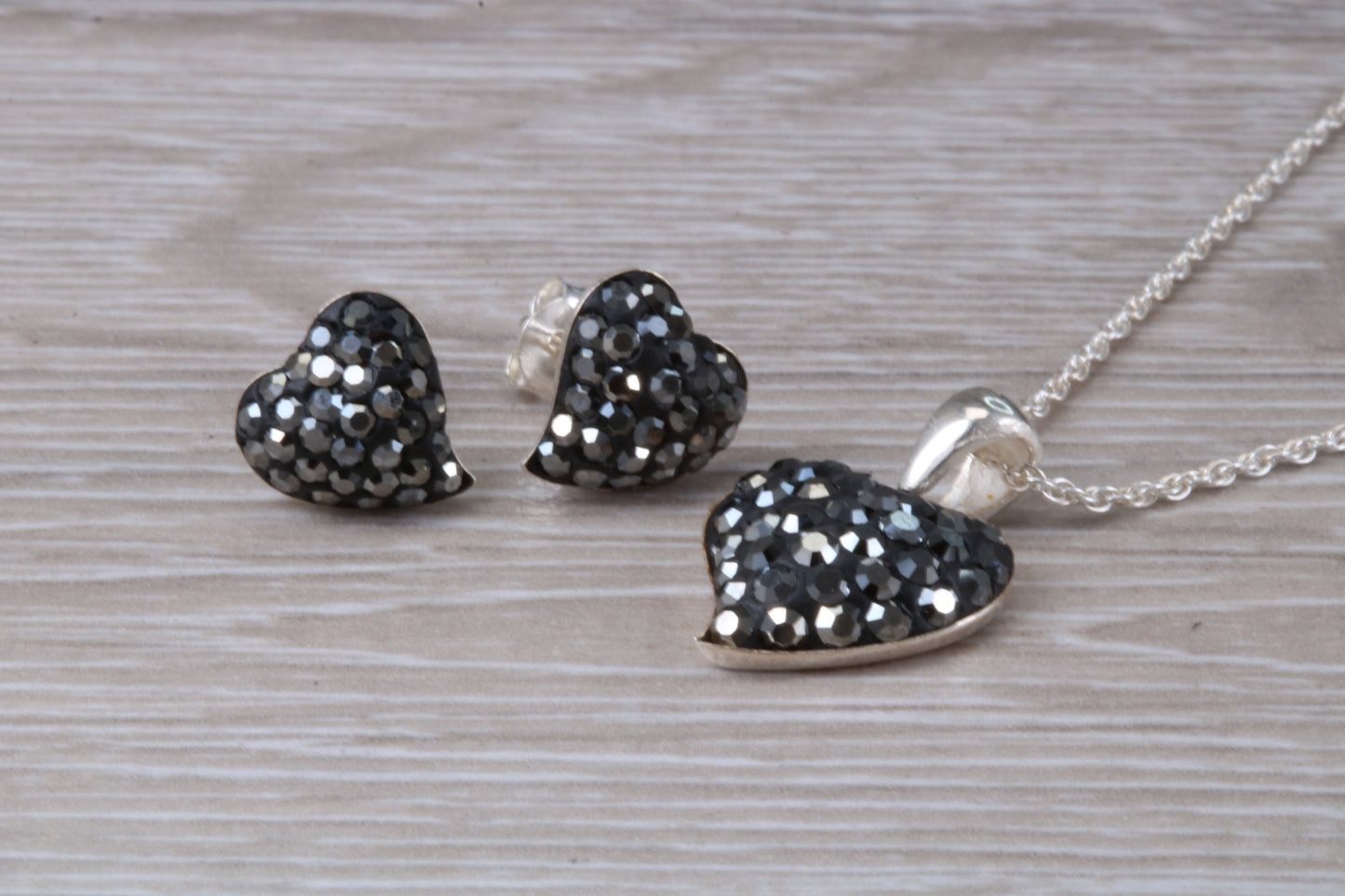 Love heart Stud Earrings with Matching Necklace
