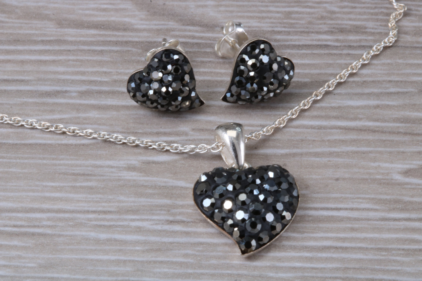 Love heart Stud Earrings with Matching Necklace