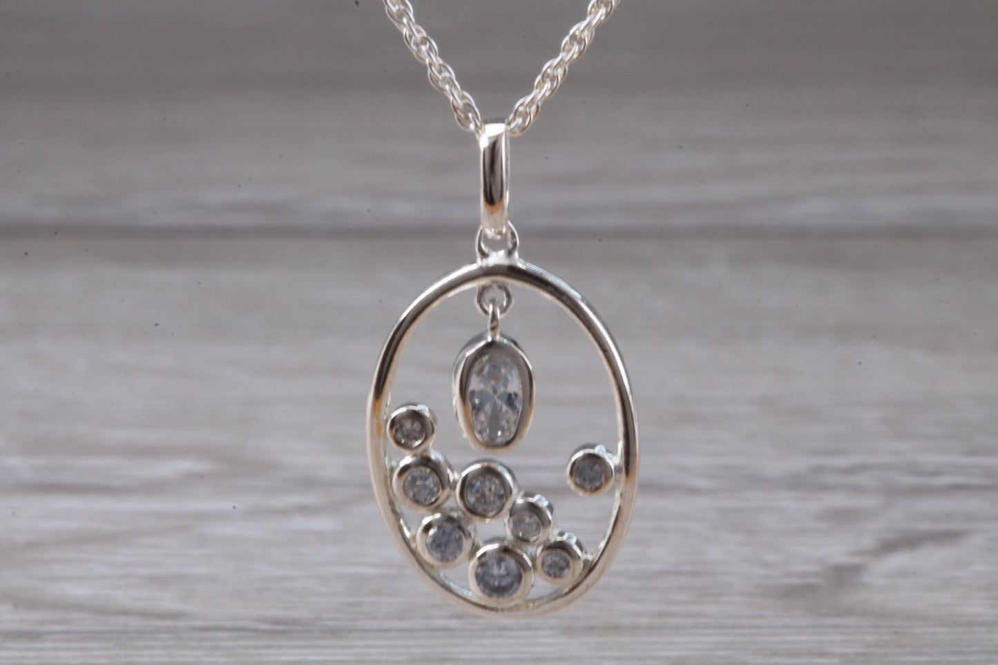 Sterling Silver Dressy C Z set Necklace