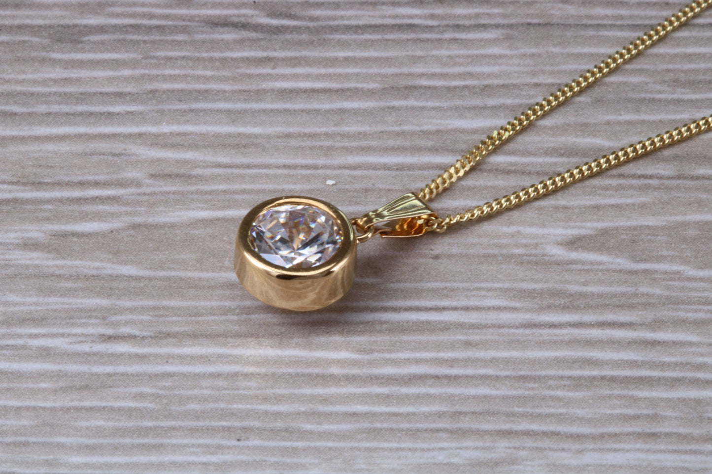9ct Gold C Z set Solitaire Necklace