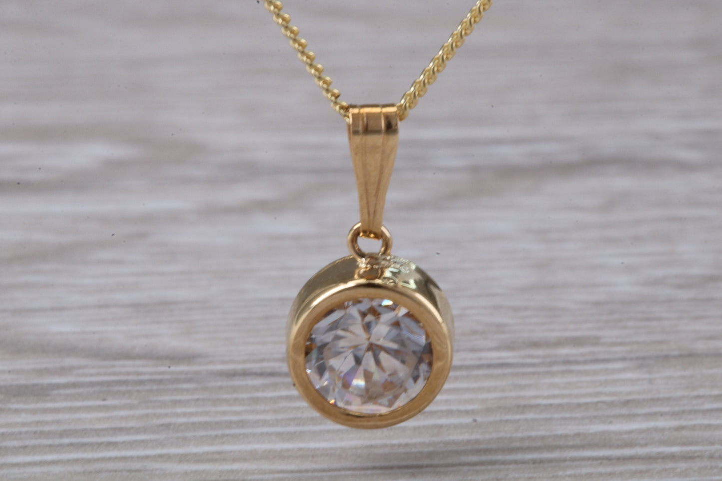 9ct Gold C Z set Solitaire Necklace
