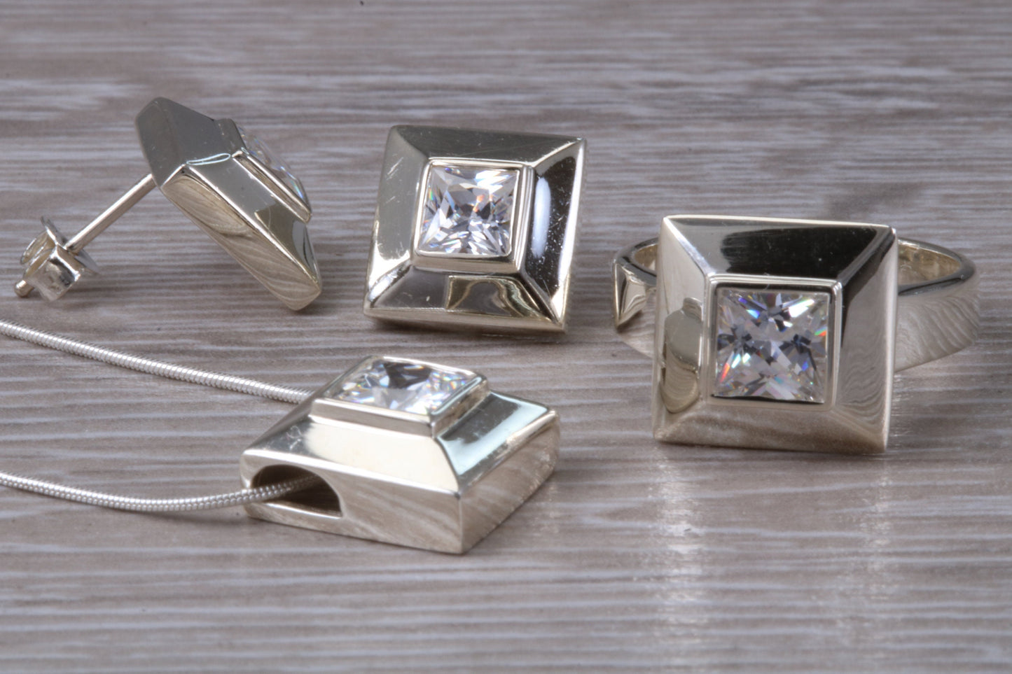 Real White Topaz Ring, Earrings and Necklace