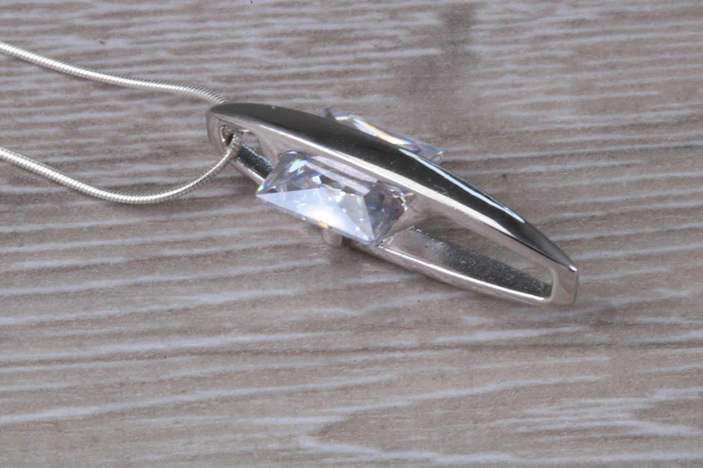 Sterling Silver C Z set Solitaire Necklace