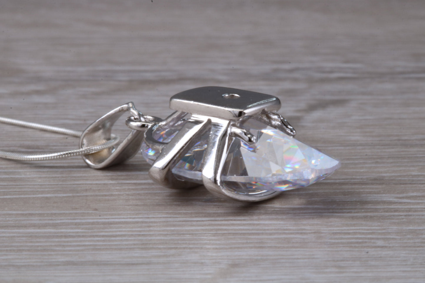 Stunning Large C Z set Silver Necklace