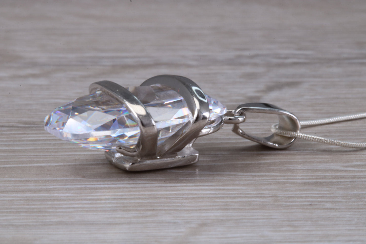 Stunning Large C Z set Silver Necklace