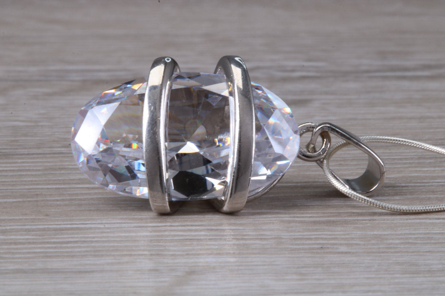 Stunning Large C Z set Silver Necklace
