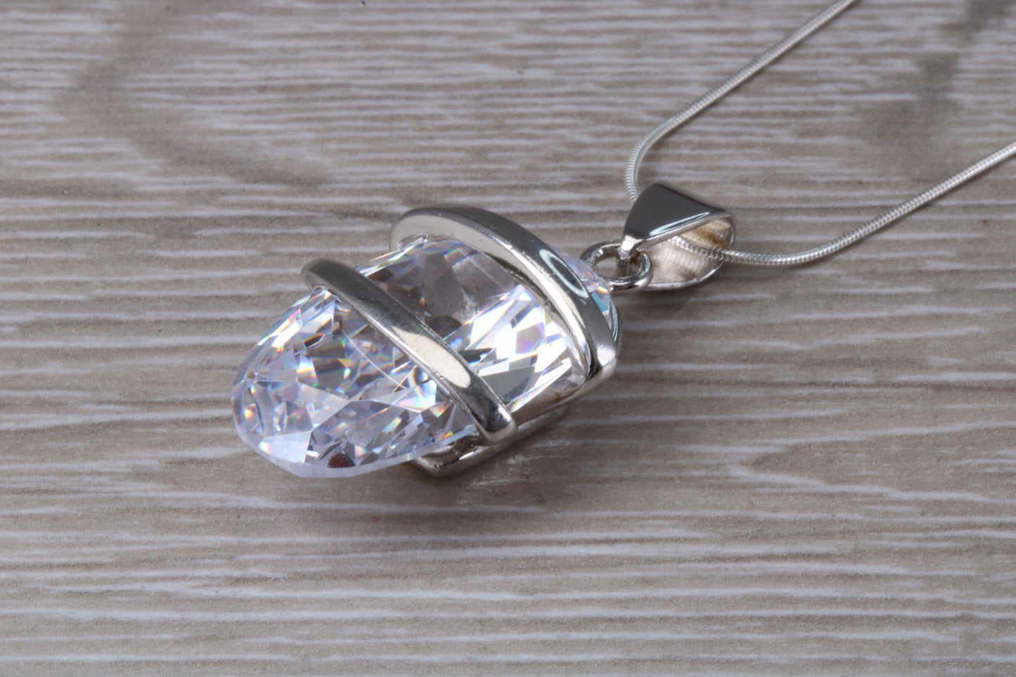 Stunning Large C Z set Silver Necklace
