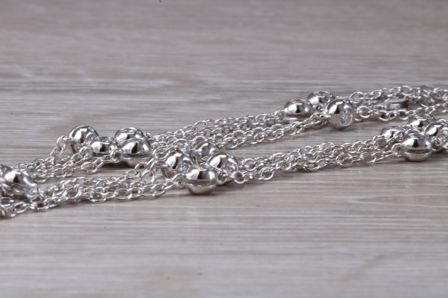 Diamond Look 42 inch Long Chain, Made From Sterling Silver