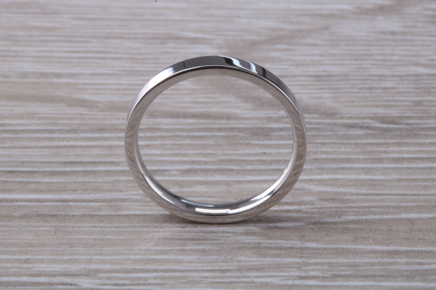 2.50 mm Wide Flat Comfort Fit Profile Wedding Band, made from solid 9ct White Gold