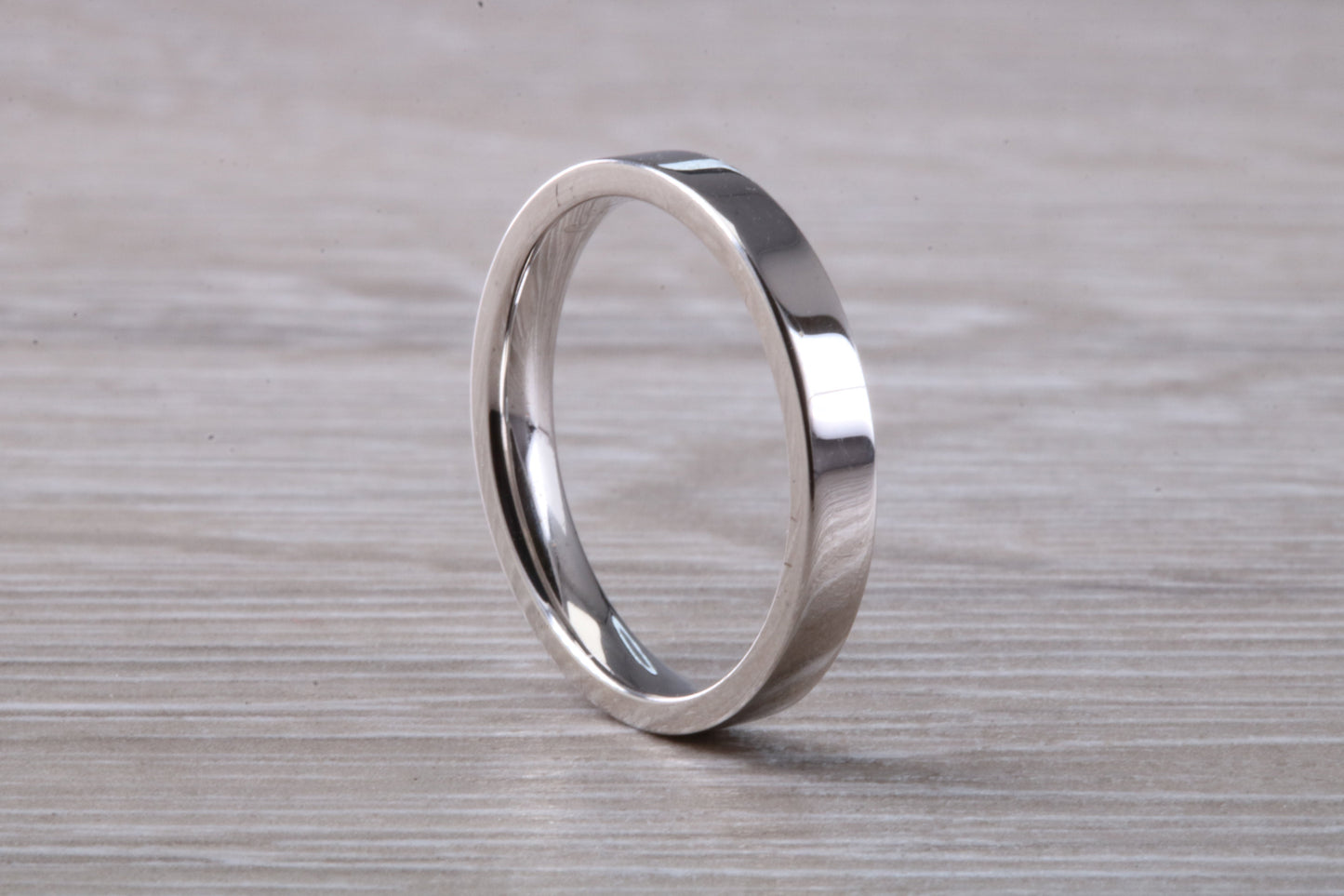 Platinum 3 mm Wide Flat Comfort Fit Profile Wedding Band