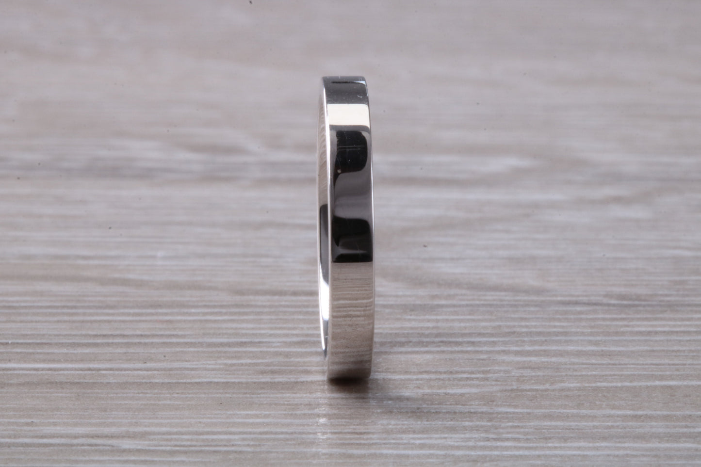 Platinum 3 mm Wide Flat Comfort Fit Profile Wedding Band