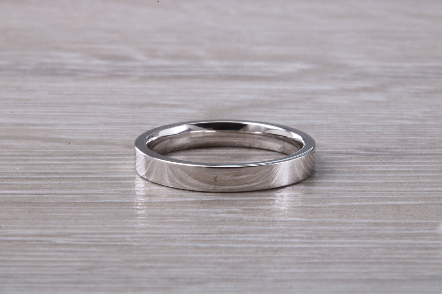 Platinum 3 mm Wide Flat Comfort Fit Profile Wedding Band