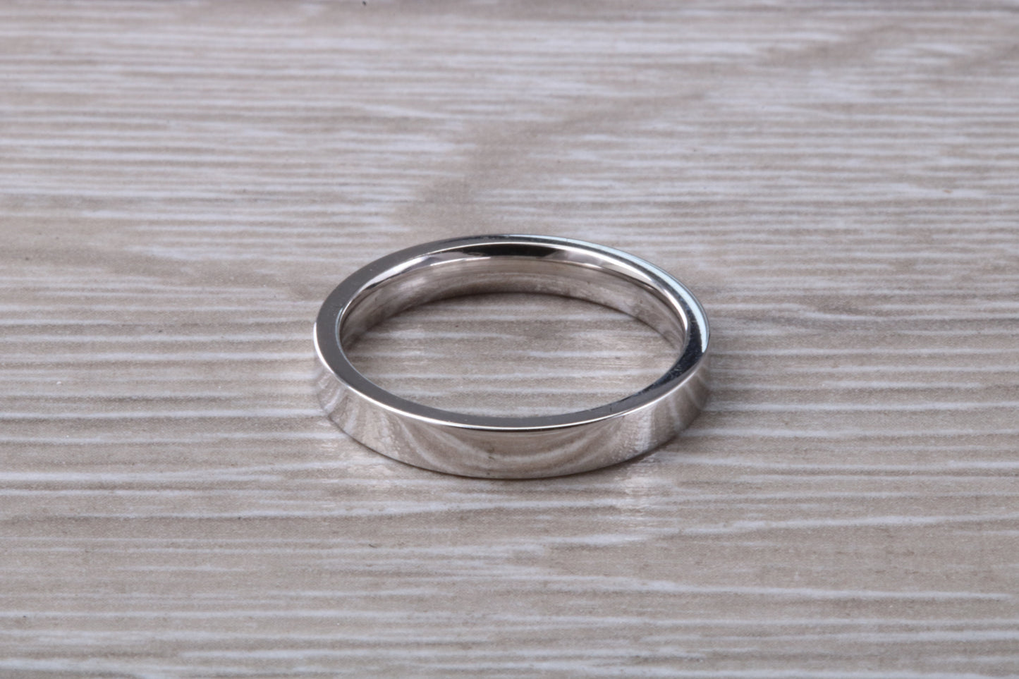 Platinum 3 mm Wide Flat Comfort Fit Profile Wedding Band