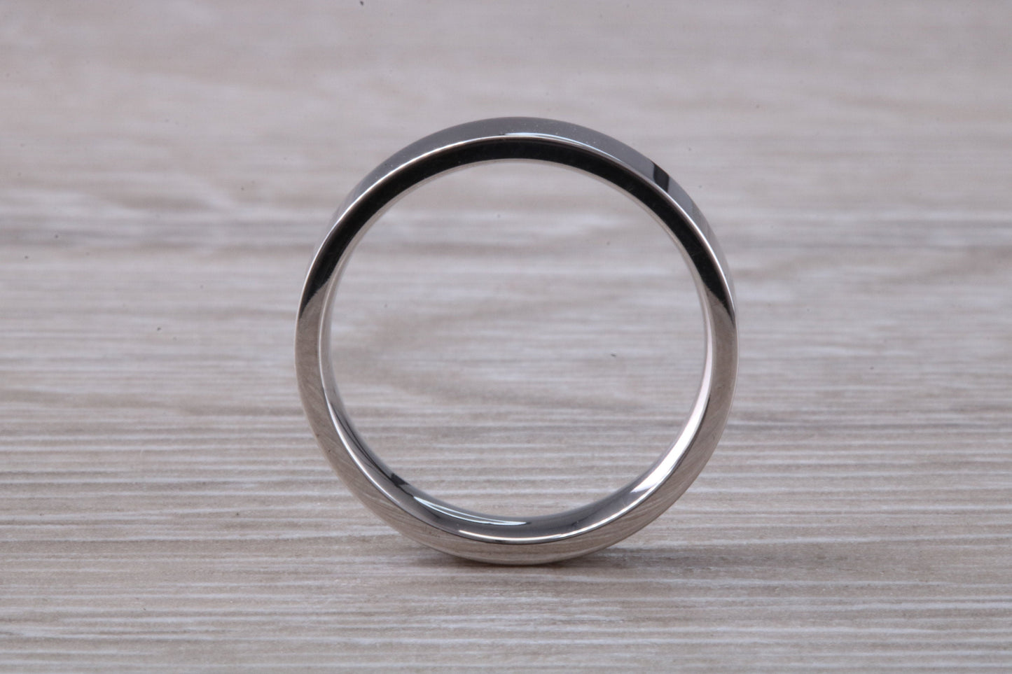 Platinum 4 mm Wide Flat Comfort Fit Profile Wedding Band