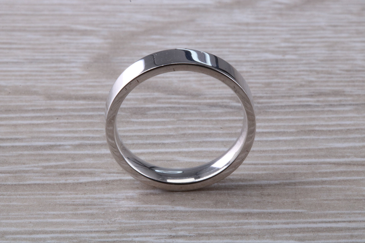 Platinum 4 mm Wide Flat Comfort Fit Profile Wedding Band