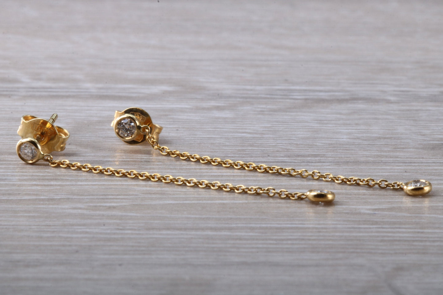 Quarter Carat Diamond Dropper Earrings in 18ct Yellow Gold