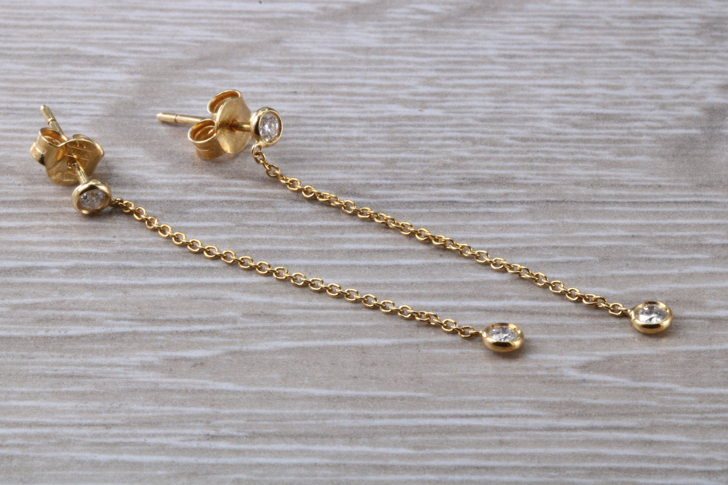 Quarter Carat Diamond Dropper Earrings in 18ct Yellow Gold