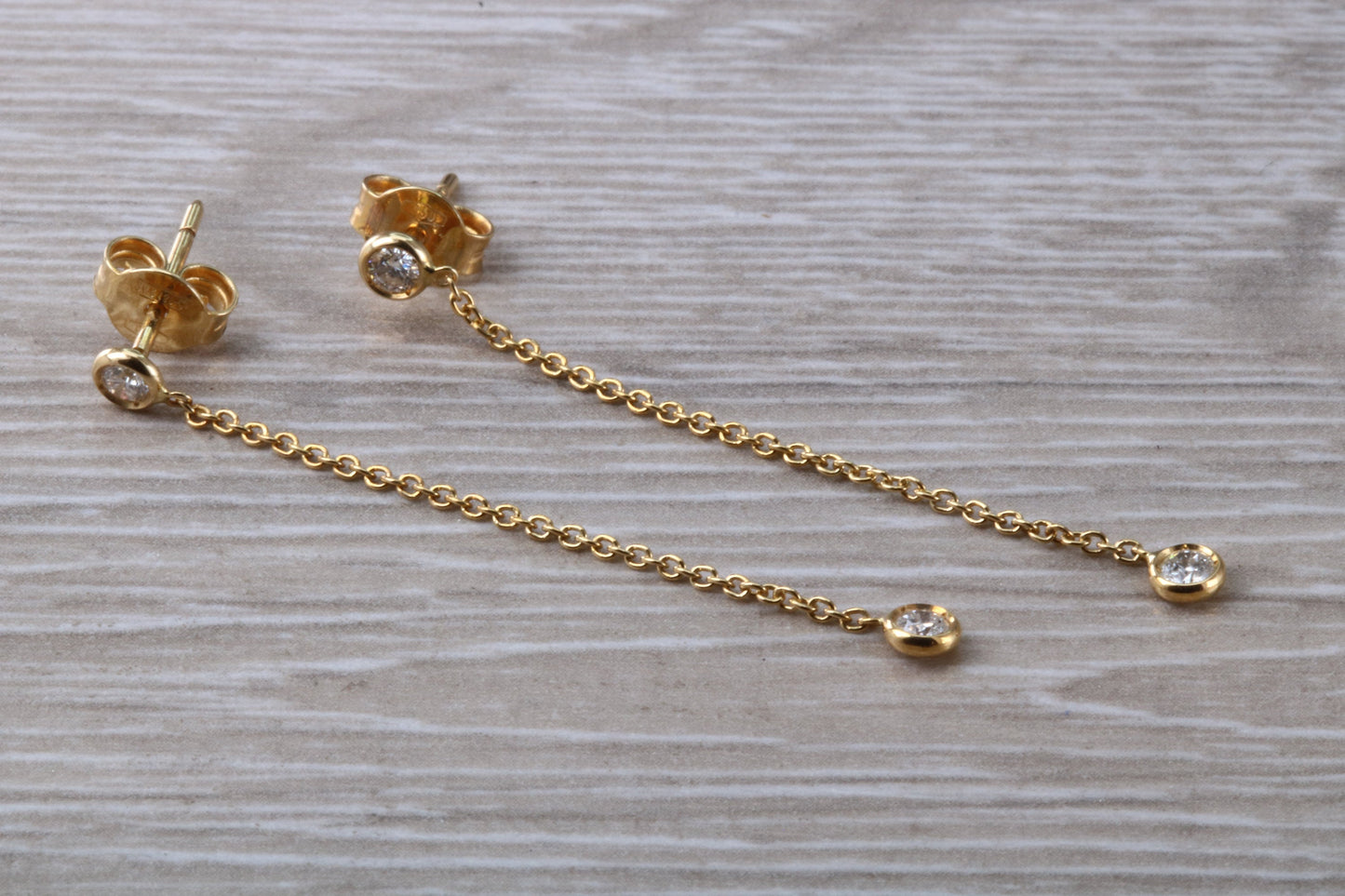 Quarter Carat Diamond Dropper Earrings in 18ct Yellow Gold