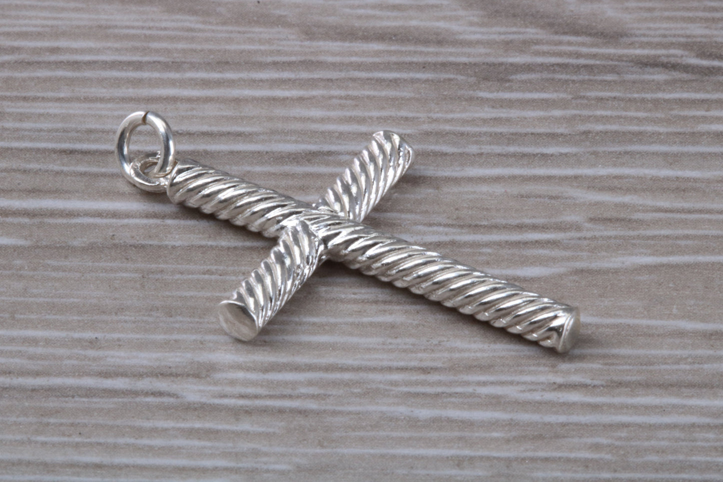 Twisted Rope Effect Sterling Silver Cross