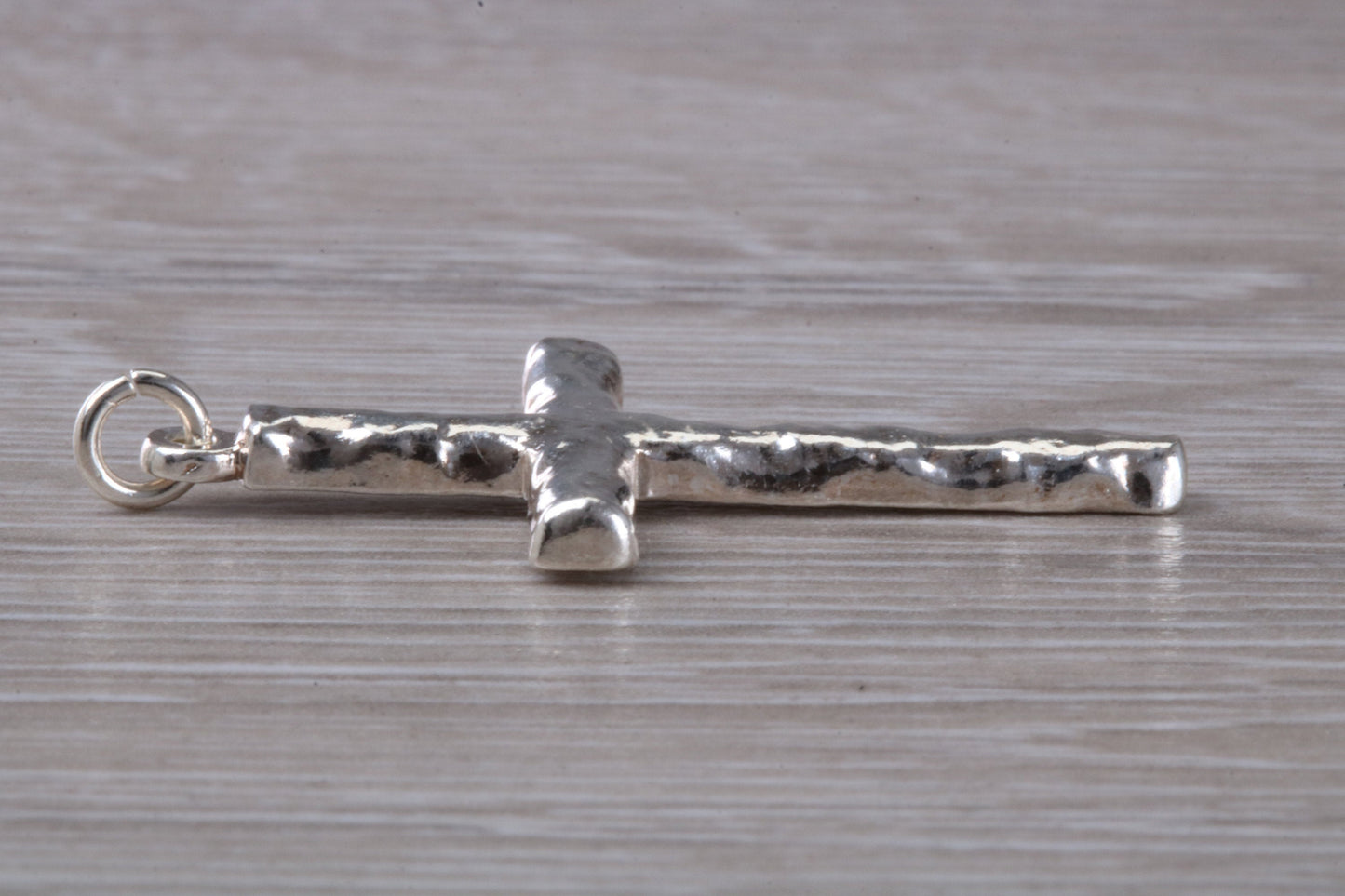 Sterling Silver Tree Bark Effect Cross Necklace
