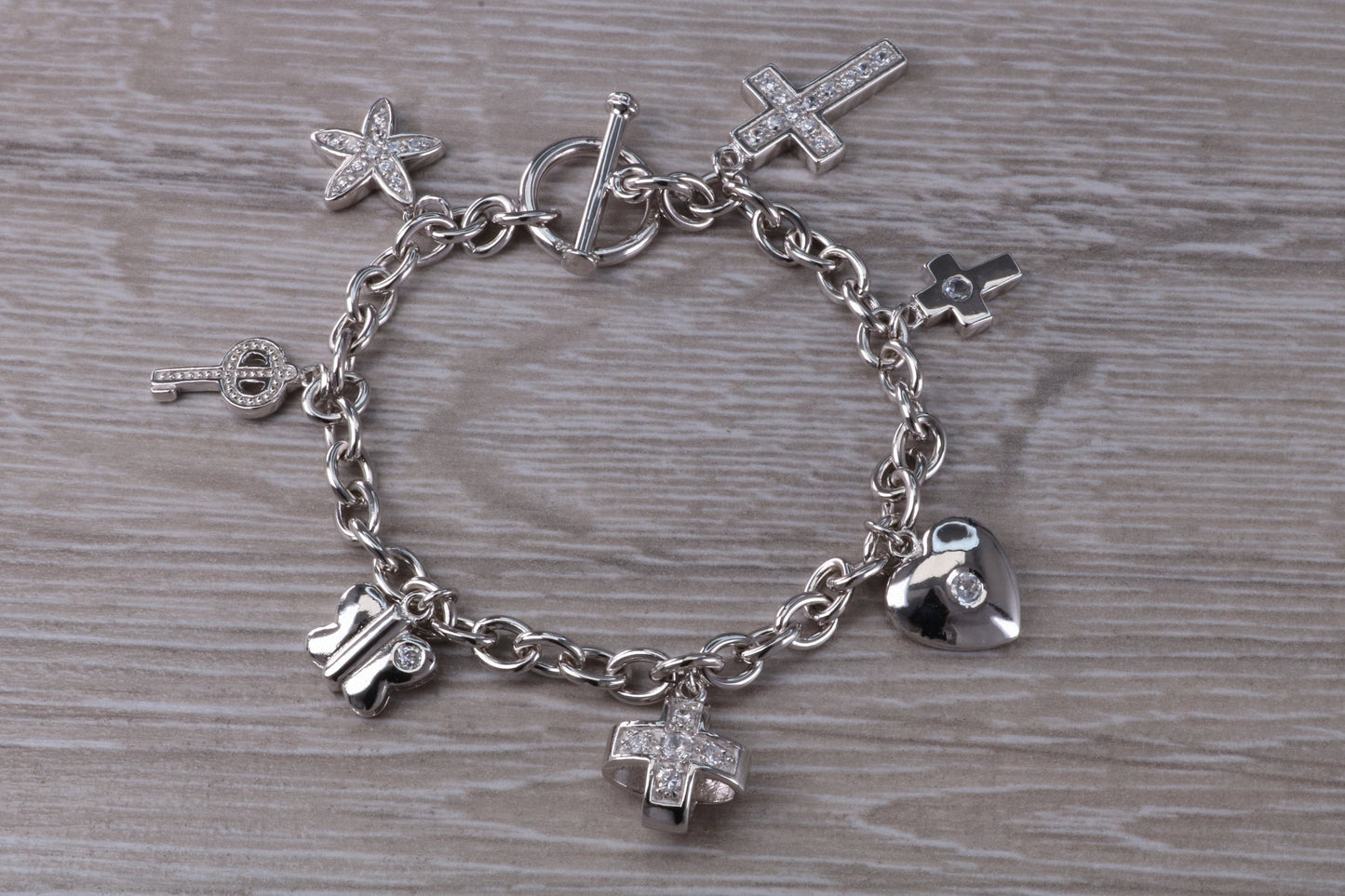 Complete 7 Charm Sterling Silver Charm Bracelet