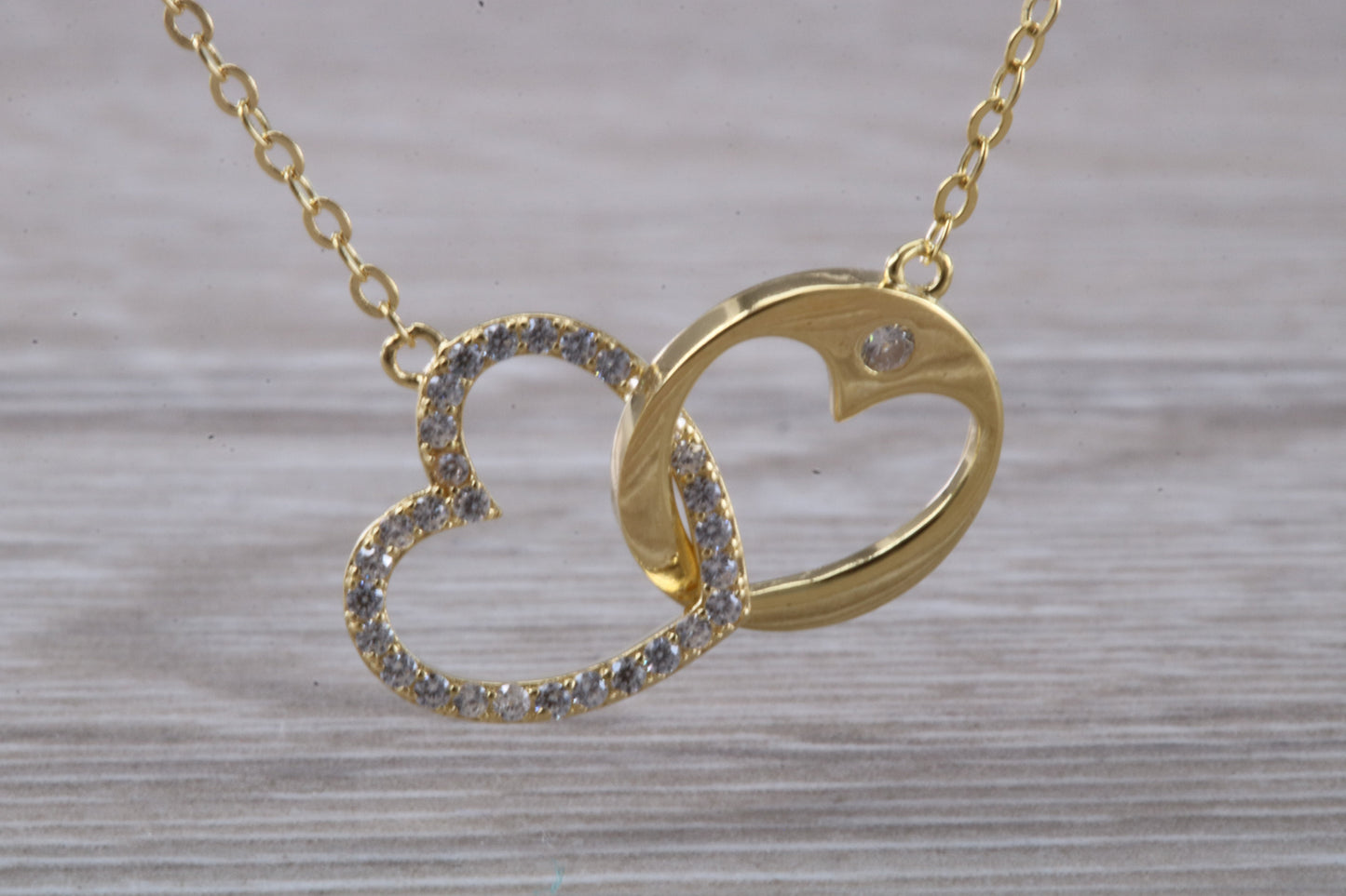 Double Love Heart C Z set Necklace in Sterling Silver