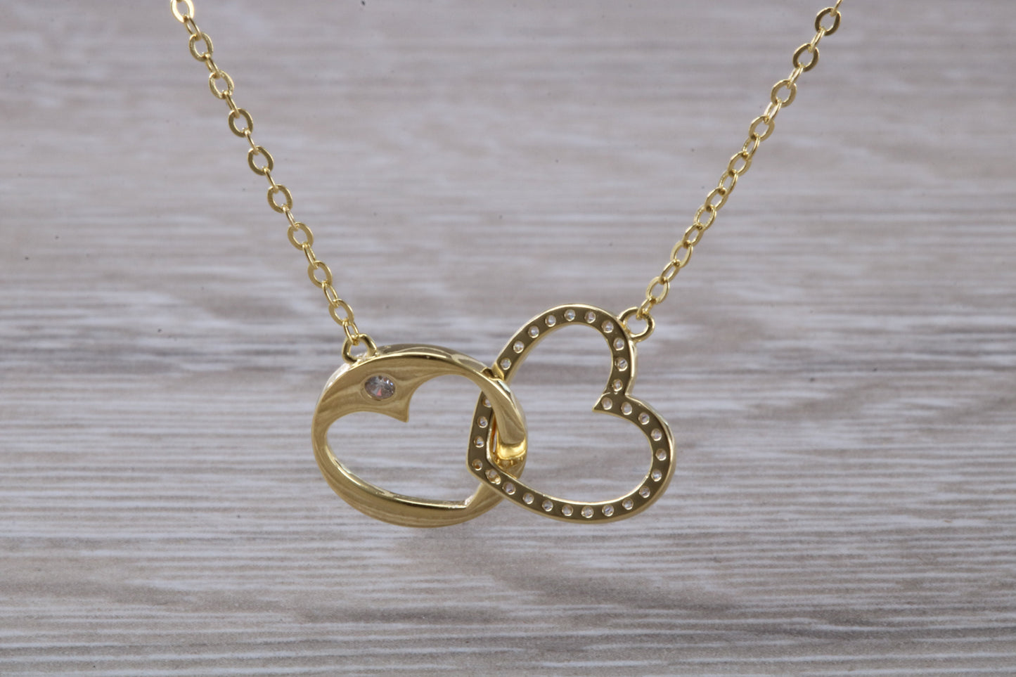 Double Love Heart C Z set Necklace in Sterling Silver