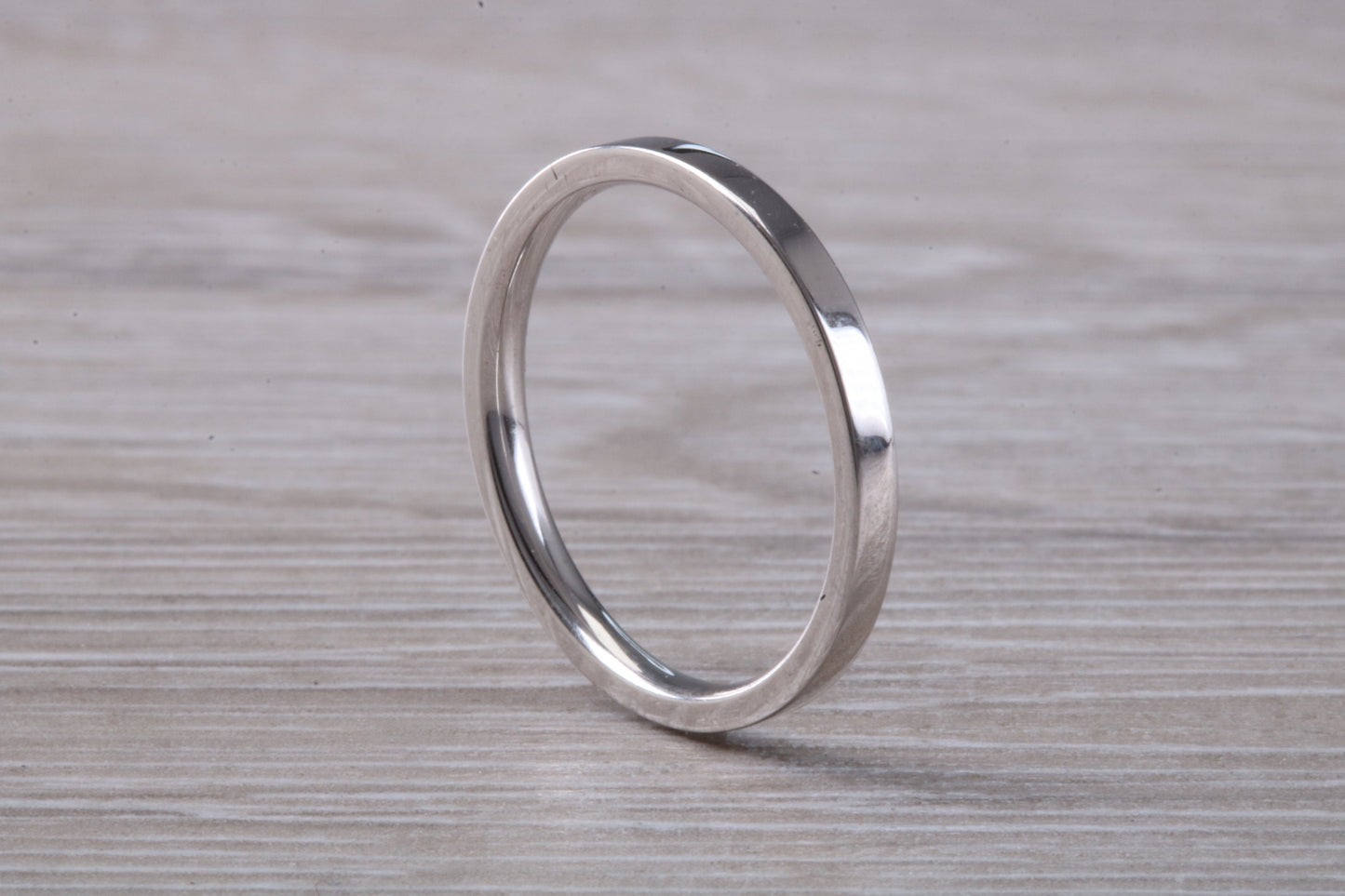 Platinum 2 mm Wide Flat Comfort Fit Profile Wedding Band