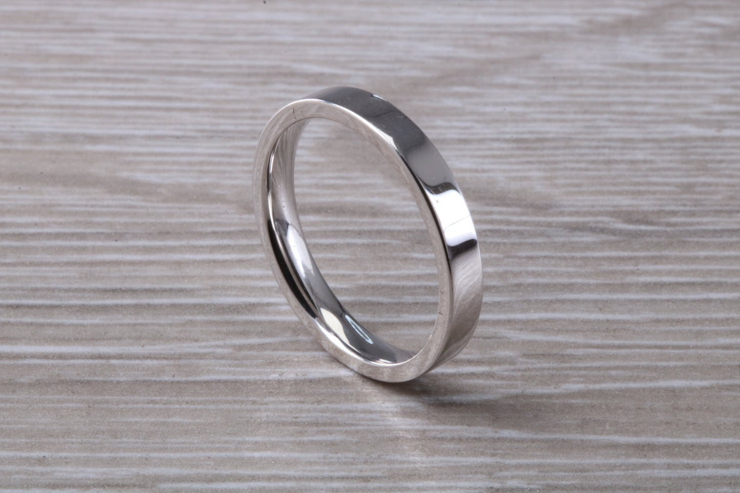 Platinum 3 mm Wide Flat Comfort Fit Profile Wedding Band