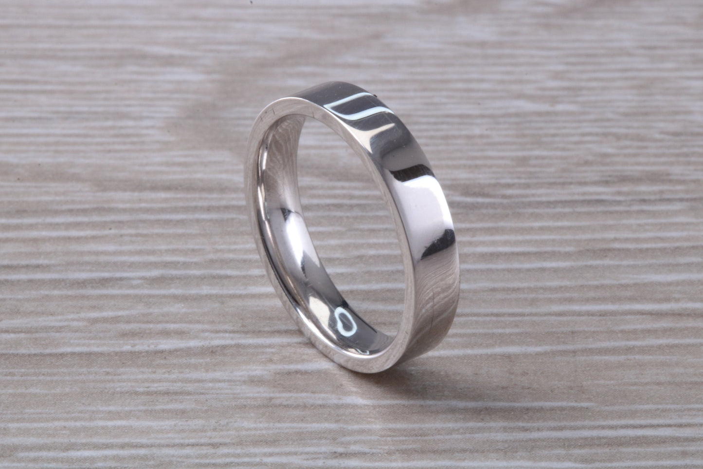 Platinum 4 mm Wide Flat Comfort Fit Profile Wedding Band