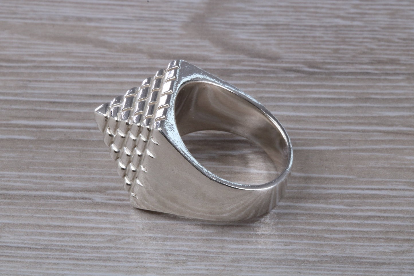 Large and very heavy Pyramid ring,solid silver, perfect for ladies and gents. Available in silver, yellow gold, white gold and platinum